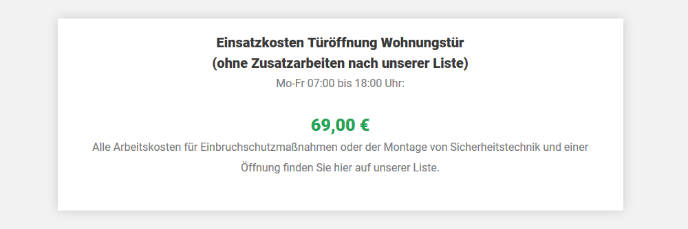 Schlüsseldienst Preise Duisburg